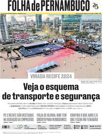 Capa do jornal Folha de Pernambuco 29/12/2023