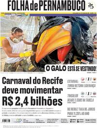 Capa do jornal Folha de Pernambuco 01/02/2024