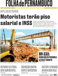 Capa do jornal Folha de Pernambuco 01/03/2024
