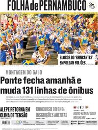 Capa do jornal Folha de Pernambuco 02/02/2024
