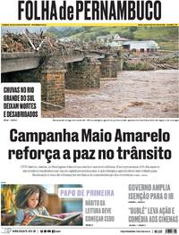 Capa do jornal Folha de Pernambuco 02/05/2024