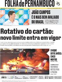 Capa do jornal Folha de Pernambuco 03/01/2024