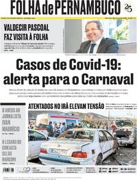 Capa do jornal Folha de Pernambuco 04/01/2024