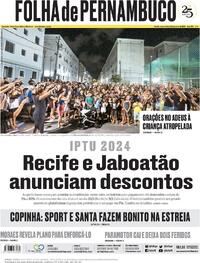 Capa do jornal Folha de Pernambuco 05/01/2024