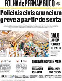 Capa do jornal Folha de Pernambuco 07/02/2024