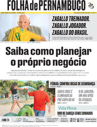 Capa do jornal Folha de Pernambuco 08/01/2024