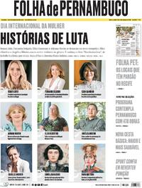 Capa do jornal Folha de Pernambuco 08/03/2024