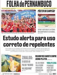 Capa do jornal Folha de Pernambuco 08/04/2024