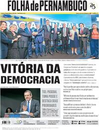 Capa do jornal Folha de Pernambuco 09/01/2024