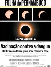 Capa do jornal Folha de Pernambuco 09/04/2024