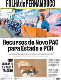 Capa do jornal Folha de Pernambuco 09/05/2024