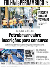 Capa do jornal Folha de Pernambuco 10/01/2024