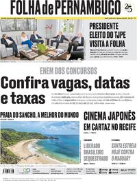 Capa do jornal Folha de Pernambuco 11/01/2024