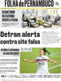Capa do jornal Folha de Pernambuco 12/01/2024