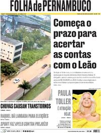 Capa do jornal Folha de Pernambuco 15/03/2024
