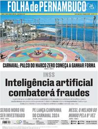 Capa do jornal Folha de Pernambuco 16/01/2024