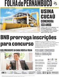Capa do jornal Folha de Pernambuco 16/02/2024