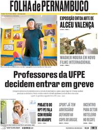 Capa do jornal Folha de Pernambuco 18/04/2024