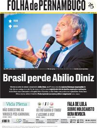 Capa do jornal Folha de Pernambuco 19/02/2024