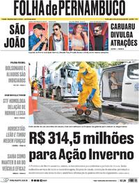Capa do jornal Folha de Pernambuco 20/03/2024