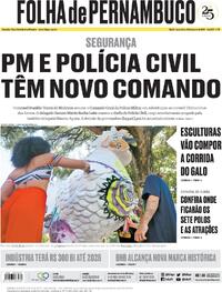 Capa do jornal Folha de Pernambuco 23/01/2024