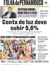 Capa do jornal Folha de Pernambuco 24/01/2024