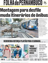 Capa do jornal Folha de Pernambuco 25/01/2024