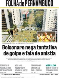 Capa do jornal Folha de Pernambuco 26/02/2024