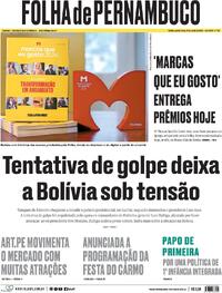 Capa do jornal Folha de Pernambuco 27/06/2024