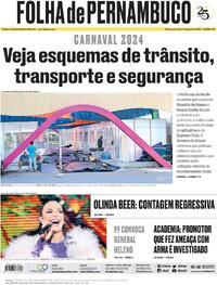 Capa do jornal Folha de Pernambuco 31/01/2024