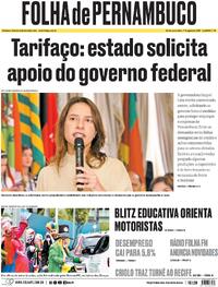Capa do jornal Folha de Pernambuco 01/08/2025