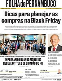 Capa do jornal Folha de Pernambuco 03/11/2025
