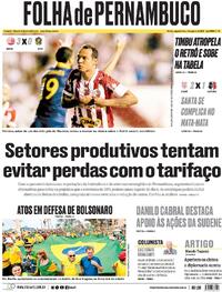 Capa do jornal Folha de Pernambuco 04/08/2025