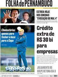 Capa do jornal Folha de Pernambuco 04/09/2025