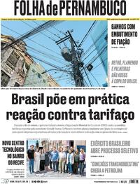 Capa do jornal Folha de Pernambuco 07/08/2025