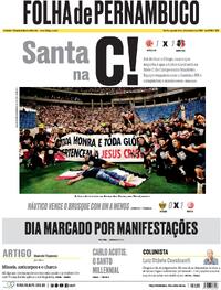 Capa do jornal Folha de Pernambuco 08/09/2025
