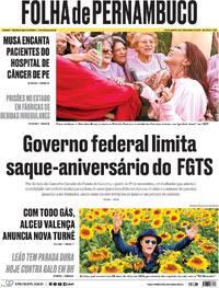 Capa do jornal Folha de Pernambuco 08/10/2025