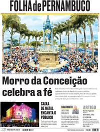 Capa do jornal Folha de Pernambuco 08/12/2025