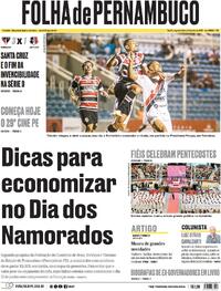 Capa do jornal Folha de Pernambuco 09/06/2025