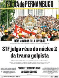 Capa do jornal Folha de Pernambuco 09/12/2025