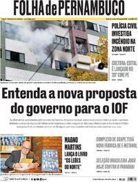 Capa do jornal Folha de Pernambuco 10/06/2025