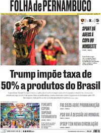 Capa do jornal Folha de Pernambuco 10/07/2025