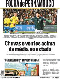 Capa do jornal Folha de Pernambuco 10/09/2025