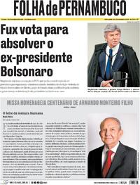 Capa do jornal Folha de Pernambuco 11/09/2025