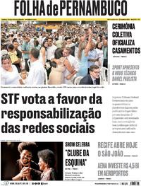 Capa do jornal Folha de Pernambuco 12/06/2025