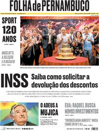 Capa do jornal Folha de Pernambuco 14/05/2025