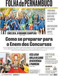 Capa do jornal Folha de Pernambuco 14/07/2025