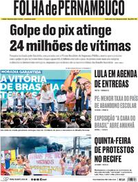 Capa do jornal Folha de Pernambuco 15/08/2025