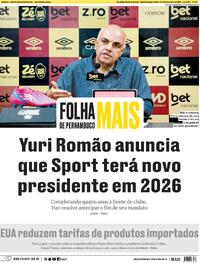 Capa do jornal Folha de Pernambuco 15/11/2025