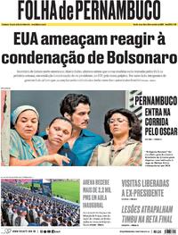 Capa do jornal Folha de Pernambuco 16/09/2025